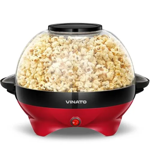 VINATO Popcornmaschine 5L – Leise & Schnell für Zuhause