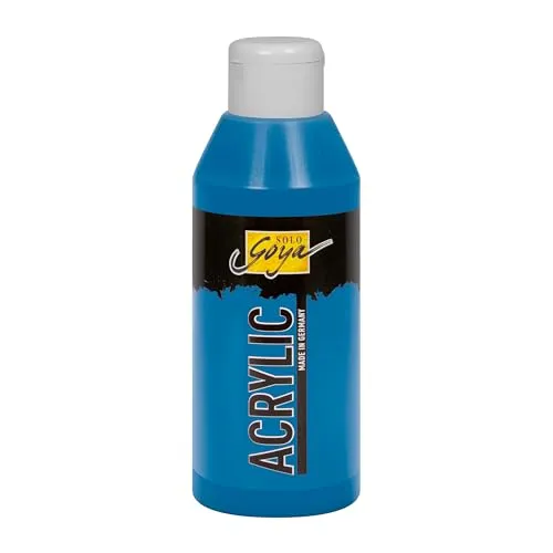 KREUL 84213 - Solo Goya Acrylic coelinblau, 250 ml Flasche, cremige vielseitig einsetzbare Acrylfarbe in Studienqualität, auf Wasserbasis, schnell und matt trocknend, gut deckend, wasserfest