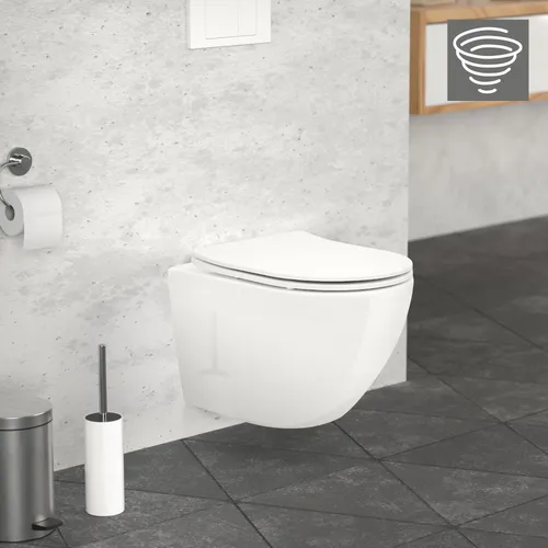 LuxeBath Tiefspül-WC Spülrandloses Wand Hänge WC - Sanitäranlagen & Zubehör – Spülrandlose Technologie für hygienische Reinigung, inklusive Softclose-Klodeckel und Tornadospülung für effiziente Spülergebnisse.