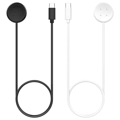 TiMOVO Ladekabel Kompatibel mit Google Pixel Watch 3/Pixel Watch 2&Fitbit Versa 4/Versa 3/Sense2/Sense/Ace LTE, 2Pack 3.3Ft Schnelles Magnetisches Ladekabel Kabel Zubehör für Pixel Watch 2, 4-polig