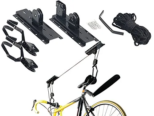 AGT Fahrradlift: Platzsparender Fahrrad-Aufhänger mit komfortablem Liftsystem, bis 20kg (Fahrradaufhänger, Fahrradaufhängung Garage, Wandhalterung Lift)