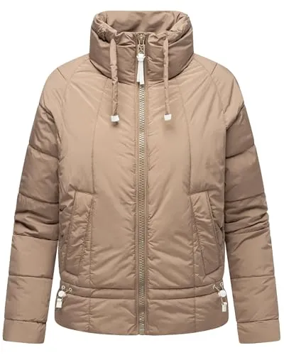 Navahoo Damen Steppjacke oversized mit Fledermausärmeln Taupe Grey Gr. XL - Stylische Übergangsjacke mit lässigem Oversize-Schnitt und trendigen Fledermausärmeln. Ideal für Casual- und urbane Outfits, bietet sie hohen Tragekomfort und praktische Taschen. Perfekt für wechselhaftes Wetter!