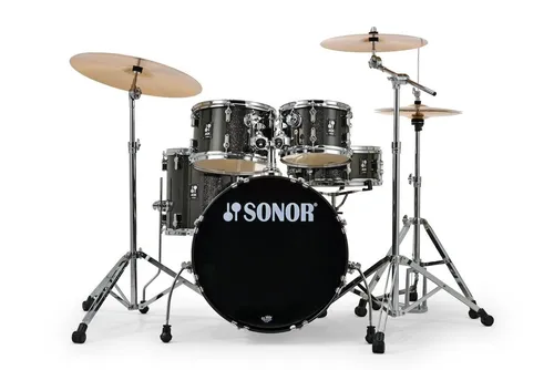 Sonor AQX Studio Black Midnight Sparkle Drumset - Komplettes Schlagzeugset mit hochwertigem Beckensatz, Pappel-Kesseln und beeindruckender Folierung in Black Midnight Sparkle – ideal für Profis und Einsteiger.
