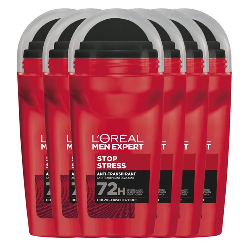 L'ORÉAL PARIS MEN EXPERT Deo-Roller Deo Roll-on Ultimate Control, Packung, 6-tlg., mit hoher Zuverlässigkeit