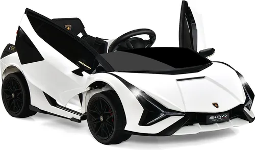 GOPLUS Kinder Elektroauto Lamborghini mit Fernbedienung – Weiß - Leistungsstarkes Kinderauto mit einstellbarer Geschwindigkeit bis 5 km/h. Mit Bluetooth, USB und 3-Punkt-Sicherheitsgurt für sicheres und unterhaltsames Fahren. Ideal für Kinder von 3-8 Jahren.