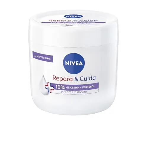 NIVEA Repara & Care Feuchtigkeitscreme für Körper, Gesicht und Hände (1 x 400 ml), 72h Feuchtigkeitscreme mit Glycerin und Panthenol, für trockene und empfindliche Haut, parfümfrei