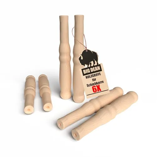 BigDean 6 XXL Holzgriffe für Schiebkarre/Schubkarre ca. 23,5 cm lang 2,5 cm Durchmesser - Hochwertig, flexibel, bereichernd - Ideal für fast jede Schubkarre/Sackkarre