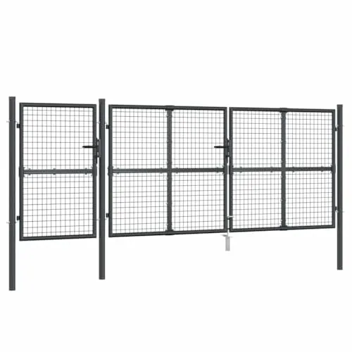 vidaXL Mesh-Gartentor Anthrazit 400x175 cm - Gartentor aus verzinktem Stahl, robust und korrosionsbeständig. Ideal für Garten, Innenhof oder Terrasse, sicher abschließbar mit Erdspieß und einfachem Zusammenbau.