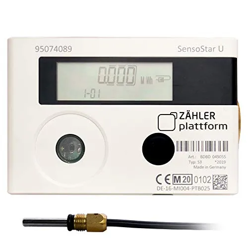 Zähler Plattform Wärmezähler SensoStar U Eichung 2024 Ultraschall Kompaktwärmezähler Nenndurchfluss Qn 3,5 m³/h, Anschlussgewinde 1 Zoll, Baulänge 130 mm, Temperaturfühler Ø 5,0 mm Wärmemengenzähler
