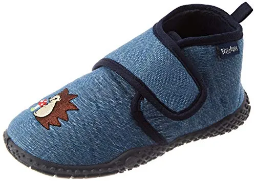 Playshoes Unisex Kinder Hausschuh, Blau (motiv Igel), 28/29 EU