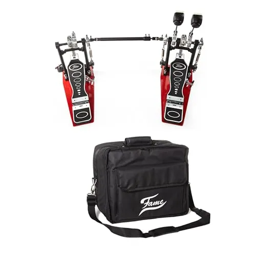 Fame DFP9001 Doppelfußmaschine-Set - Hochwertiges Fußmaschinen-Set mit doppelter Kette für maximale Stabilität und individuell einstellbarer Federspannung. Inklusive Tasche für einfachen Transport, ideal für Schlagzeuger, die Qualität und Komfort schätzen.