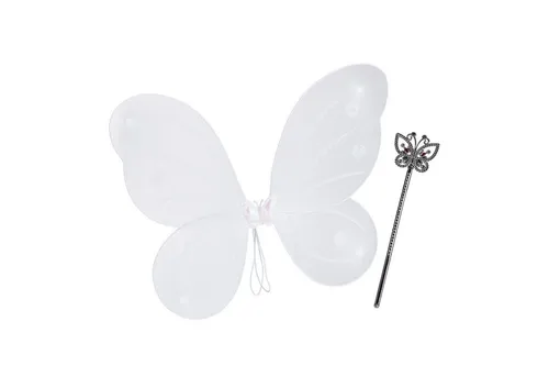 relaxdays Feen-Kostüm 10 x Feenflügel mit Zauberstab - Feen-Kostüme für Kinder, 10er Set mit glitzernden Flügeln und Zepter, ideal für Fasching und Halloween, einfach an- und auszuziehen dank elastischer Träger.