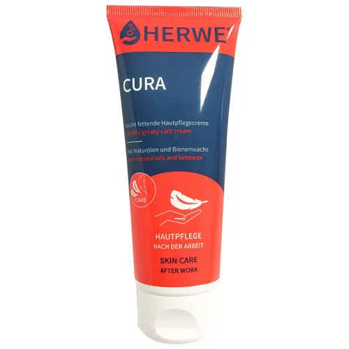 Herwe Cura 100ml Hautpflegecreme für leichte fettende Haut - Sonstige Hautpflegecreme mit Naturölen und Bienenwachs, zieht schnell ein und fördert die Regeneration der Haut. Ideal für Hände, Gesicht und Körper, silikonfrei und schwach parfümiert.