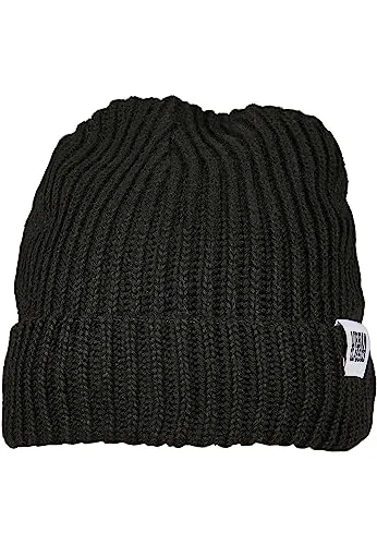 Urban Classics Unisex Strickmütze Trawler Beanie aus recyceltem Garn für Herren & Damen - Fisherman Beanie für den Winter, Black, one Size