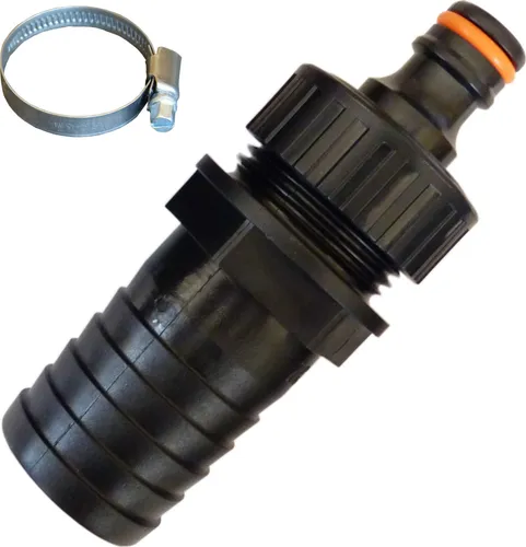 kompakter Schlauchadapter Schlauchverbinder kompatibel Gardena Stecksystem auf 32 mm Poolschlauch mit Schlauchschelle