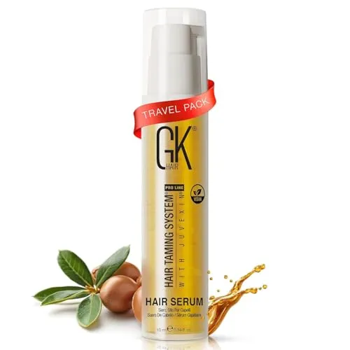 GK HAIR Global Keratin 100% Organic Argan Oil Anti Frizz Hair Serum (0.34 Fl Oz/10ml) Styling Glättung Kräftigung Hydratisierung & Ernährung Hitzeschutz Glanz Frizz Control Dry Damage Hair Repair