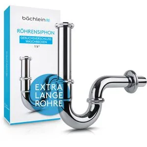 Bächlein Siphon Röhrensiphon für Waschbecken, 1 1/4 Zoll, Messing, verchromt
