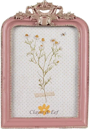 Clayre & Eef 2F1103 Fotorahmen Rosa Silber 13x2x20 cm 10x15 cm