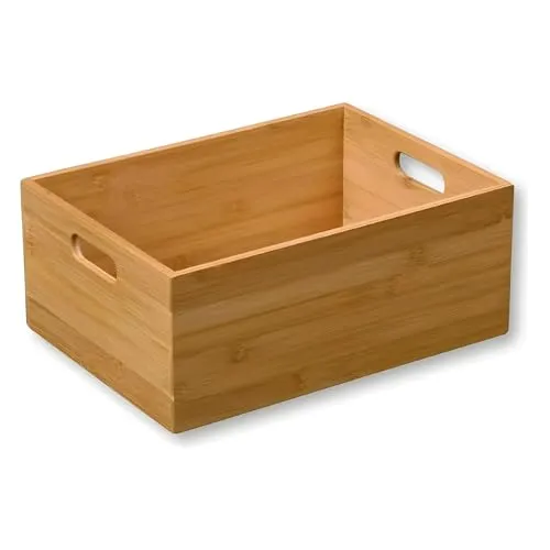 Bambusbehälter mit Griffen, 33 x 24 cm - Boxen aus hochwertigem Bambus, ideal zur stilvollen Aufbewahrung und mit praktischen Griffen für einfachen Transport.