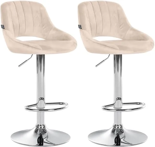 CLP 2er Set Barhocker Milet mit Samt-Bezug in beige von CLP
