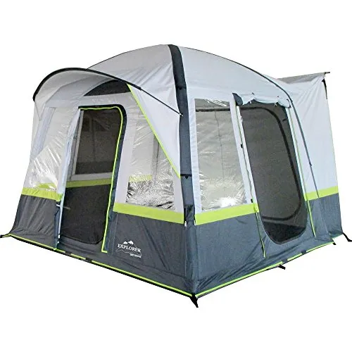 EXPLORER Zelt Luftzelt Trouper aufblasbares Familienzelt Mobilzelt 300x300x210cm (9m²) 4 Personen 3000mm Wassersäule freistehend wettergeschützter Eingang Camping Outdoor Wandern Familie