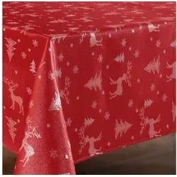 Beautex Tischdecke Lurex Tischdecke Weihnachten, Silber Gold glänzend, Weihnachtstisch (1-tlg) rot|silberfarben 130 cm x 160 cm