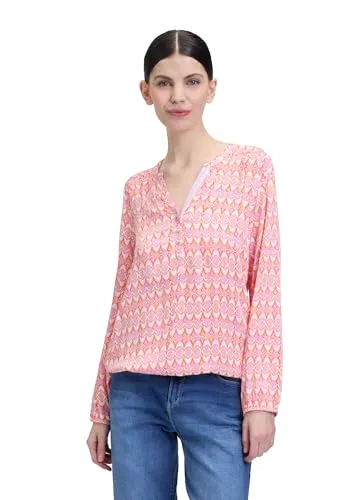 Cartoon Damen Casual-Bluse mit Muster Orange/Rosé, Größe 44 - Damenbluse mit einzigartigem Muster, weich fallend und ideal für lässige Anlässe. Perfekt kombinierbar für einen entspannten Look.