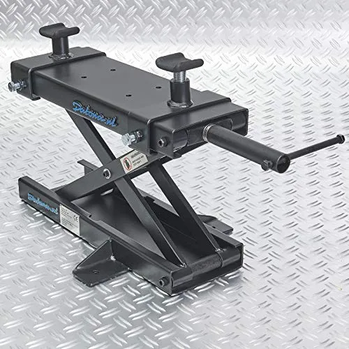 Datona - Scherenheber Mini 500 kg - mobiler Motorradheber & Ständer - Scherenhebebühne 9–50 cm Hubhöhe, gummierte Auflagen, pulverbeschichtet Schwarz ideal für Seitenständer