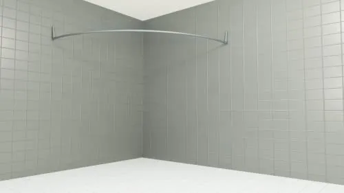 Erica Duschvorhangstange Ecke 140x140 cm - Duschvorhangstangen für Ecken, einfache Wandmontage ohne Deckenbefestigung, aus rostfreiem Material und recycelbarem Kunststoff, ideal für moderne Badezimmer.