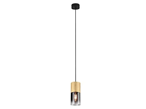 meineWunschleuchte 1-flammige Pendelleuchte mit Rauchglas und Messing Lampenschirm - Lampen - Stilvolle Pendelleuchte mit dimmbarer E27 LED, ideal für gemütliche Beleuchtung in Wohnräumen. Modernes Design mit Rauchglas und Messingakzenten.