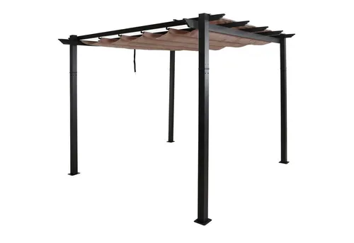 PROREGAL® Aluminium Pergola mit Schiebedach 300x300 cm - Robuste Aluminium-Pergola mit wasserdichtem Bezug und UV50+ Lichtschutz. Ideal für den Garten, stufenlos regulierbares Schiebedach und integrierter Regenschutz für optimale Flexibilität und Komfort.