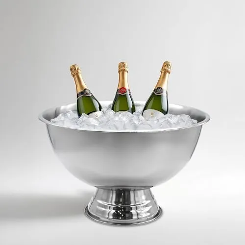 Spetebo Edelstahl Champagnerschale im edlen Design - 40 cm - Sektkühler für bis zu 6 Flaschen - Getränke Sekt Champagner Wein Flaschen Kühler Schale