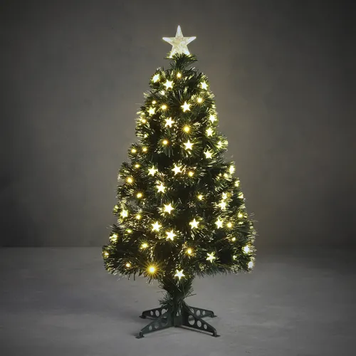 Luca Lighting Künstlicher Weihnachtsbaum Mercury mit Fibre Optic - Künstlicher Weihnachtsbaum in grün mit warm-weißer Beleuchtung. Ideal für festliche Dekoration, Höhe 90 cm und Durchmesser 40 cm.