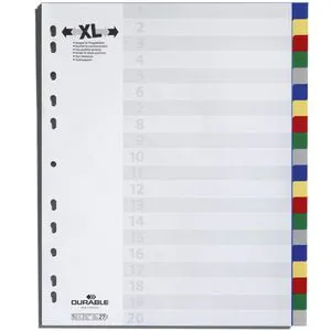 Durable Register 6759-27, A4 Überbreite, blanko, Kunststoff, 20-teilig, vollfarbig