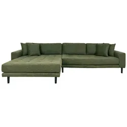 Polsterecke DROP LIDO - Olivgrün - 290x76 cm - Sofa in skandinavischem Design, ideal zum Relaxen und Spielen. Mit einer großzügigen Liegefläche von ca. 170x92 cm und vier Kissen für maximalen Komfort.