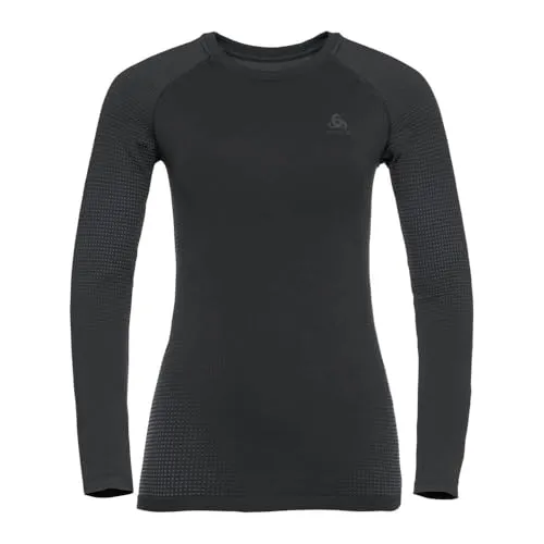 Odlo Damen Performance Warm Eco Baselayer Top schwarz - Funktionsunterwäsche, umweltfreundlich aus 100% recycelten Materialien, bietet exzellente Wärmeisolierung und optimale Feuchtigkeitsregulierung für höchsten Komfort.