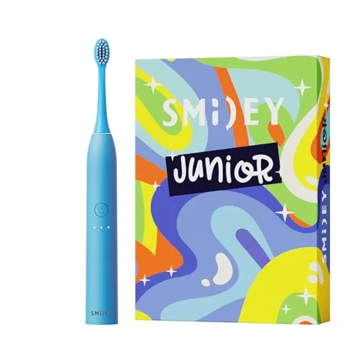 SMILEY Junior Elektrische Zahnbürste | Ultraschall Zahnbürsten Schallzahnbürsten | Kinderzahnbürste Elektrisch Babyzahnbürste & Zubehör: Ersatzbürste Kabel USB-C Aufkleber