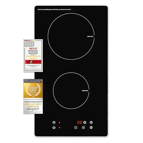 Exquisit Kochfeld EKI 300-2 | Induktionskochfeld mit Touch Control und 2 Kochstellen - Kochfeld der Kategorie Induktionskochfelder: 2 Kochzonen mit smarter Topferkennung für schnelles Erhitzen und hohe Energieeffizienz, ideal für sicheres und präzises Kochen.