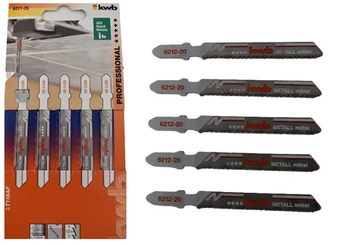 kwb Stichsägeblätter T- Schaft BIM Metall Stichsäge Sägeblätter 5 tlg.