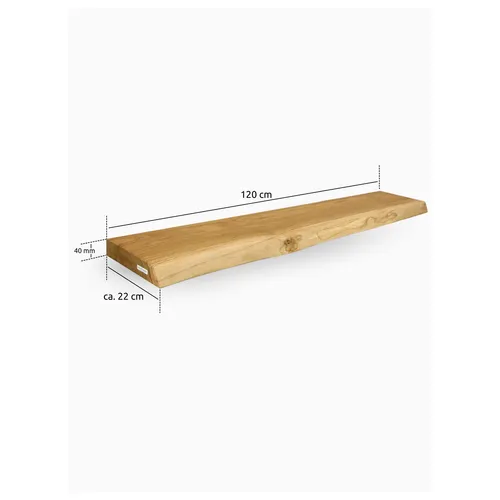 holz4home® Wandregal mit Baumkante 120 cm - Schweberegal aus hochwertigem, naturgeöltem Eichenholz im modernen Stil. Unsichtbare Befestigung für eine elegante Optik und kreative Gestaltungsmöglichkeiten.