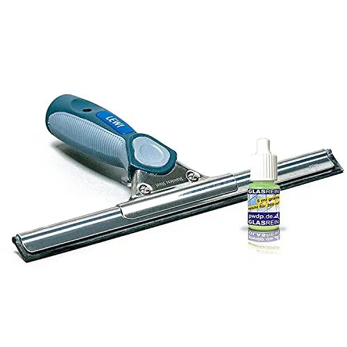 Profi-Fensterabzieher (15cm) von LEWI - Fensterwischer für kleine Fenster & Ecken - streifenfreies Ergebnis, ergonomischer Griff, Edelstahlschiene & Gummilippe - inkl. Gratisprobe Glasreiniger