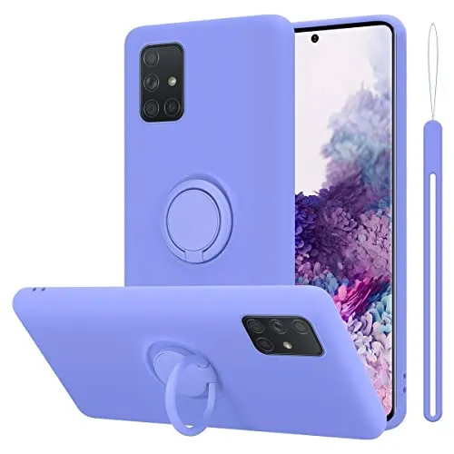 Cadorabo Hülle kompatibel mit Samsung Galaxy A71 4G Schutzhülle TPU Silikon Case Liquid Design mit Ring Slim Kratzfest Liquidsilikon Microfaser Case Hülle für Galaxy A71 4G in Lila