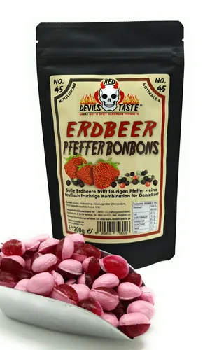 No.45 Erdbeer Pfeffer Bonbon – fruchtig süß mit pfeffriger Schärfe – 200 g