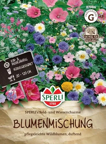 Sperli Blumensamen-Mischung SPERLI's Feld- und Wiesencharme 87984 - Blumensamen für pflegeleichte Wildblumen mit einer Wuchshöhe von 20 bis 120 cm - Saatgut