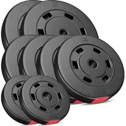 Hop-Sport 50kg Hantelscheiben 30 mm - Gewichte Hantel Sets 2x10, 4x5, 4x2,5 kg - Schwarz