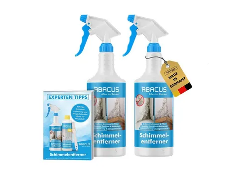 ABACUS Anti-Schimmel-Spray, Schimmelex für Wand und Bad, Anti-Schimmel Schimmelentferner (inkl. Experten Tipps, [2-St. 2x750ml Sofortwirkung mit Langzeiteffekt)