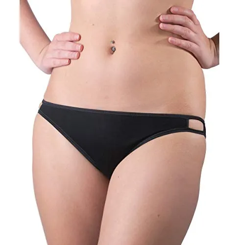 HERMKO 5040 Damen Mini-Slip (Brazilian-Style) Cotton/Elastan, Farbe:schwarz, Größe:36/38 (S)