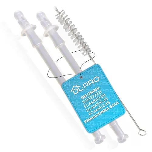 DL-pro 2 x Milchsaugrohr für DeLonghi 5313272221 Milchschlauch mit Bürste für Kaffeemaschine Kaffeevollautomat ECAM610.55 ECAM610.35 ECAM612.55 PrimaDonna Soul