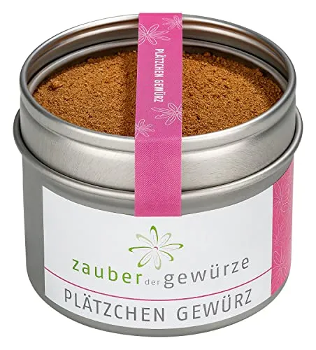 Zauber der Gewürze Plätzchen Gewürz - Plätzchengewürz, Gewürzmischung für Plätzchen und anderes weihnachtliches Gebäck, auch für Mürbeteig, Top-Qualität in wiederverschließbarer Aroma-Dose, 45 g