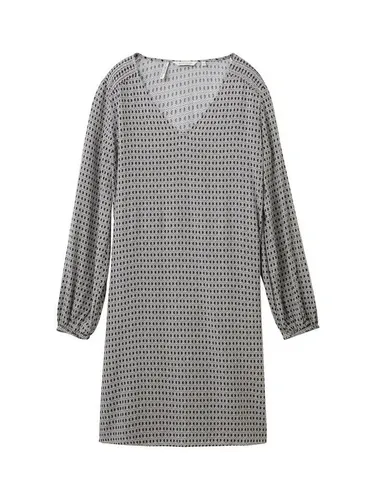 Tom Tailor Kleid in Grau - 36 - Kleider aus reiner Viskose mit lockerem Schnitt und elegantem V-Ausschnitt, ideal für lässige Anlässe.
